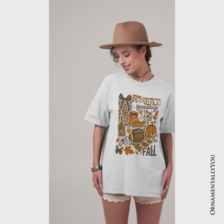 Touchdown Game Day Fall Football T-Shirt, Retro Coquette Autumn Vibes Tee