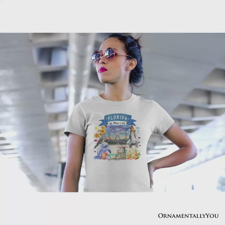 Artistic Florida State Themes and Landmarks T-Shirt, Tee for History and Travel Lovers