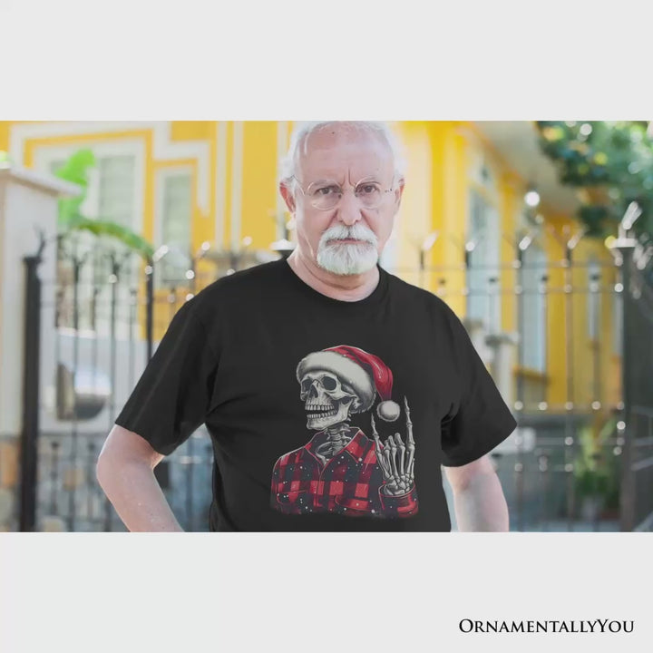 Buffalo Plaid Christmas Skeleton T‑Shirt, Brutal Guys Tee