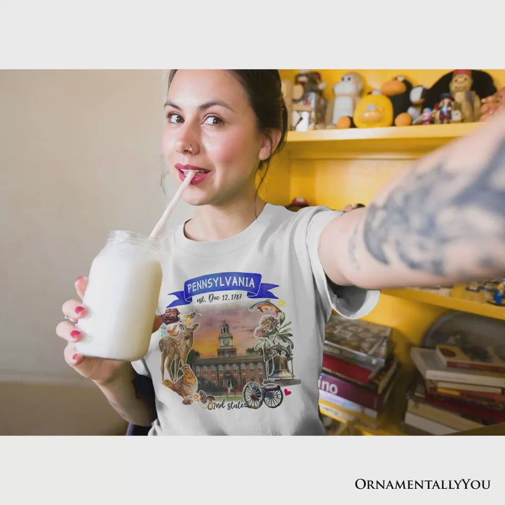 Artistic Pennsylvania State Themes and Landmarks T-Shirt, Tee for History and Travel Lovers