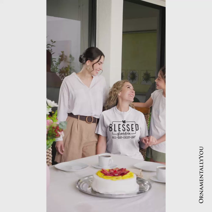 Blessed Grandma T-Shirt, All Day Every Day White and Black Tee for Faithful Grandmothers