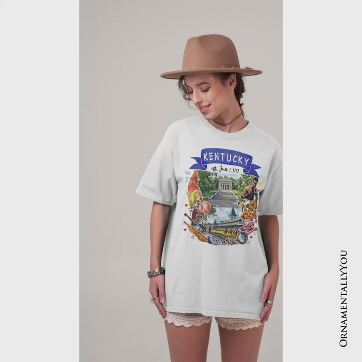 Artistic Kentucky State Themes and Landmarks T-Shirt, Tee for History and Travel Lovers