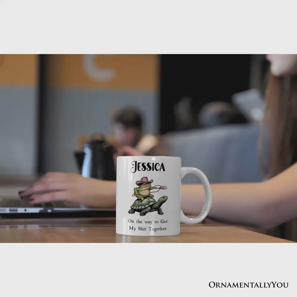 Cowboy Frog And Turtle Personalized Mug, Sarcastic Quote Gift With Custom Name