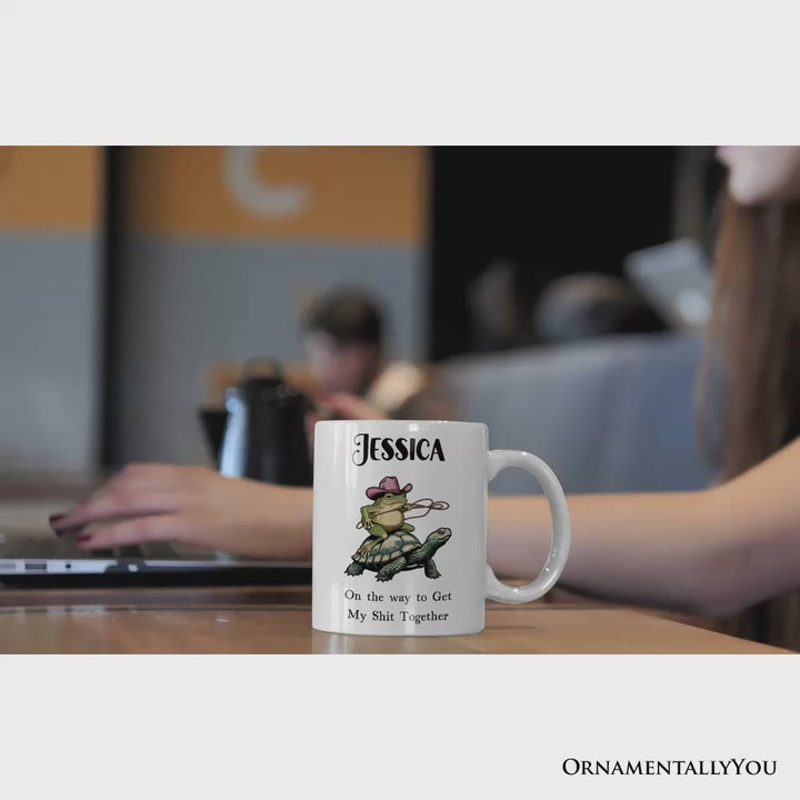 Cowboy Frog And Turtle Personalized Mug, Sarcastic Quote Gift With Custom Name