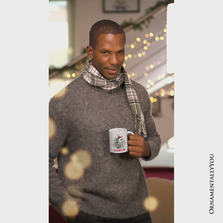 Sorta Merry Christmas Skeleton Personalized Mug, Sarcastic Holiday Gift with Custom Name
