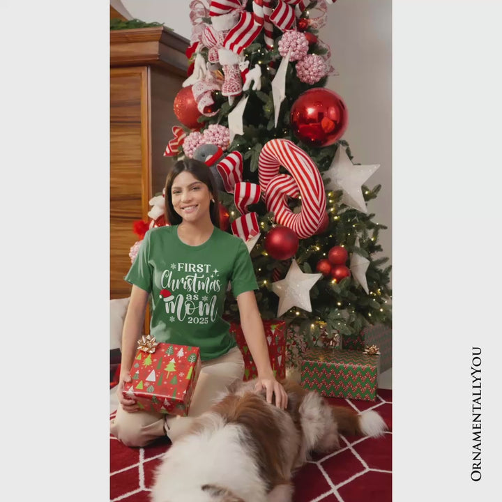 First Christmas as Mom 2025 Christmas T-Shirt, Matching Family Holiday Tee