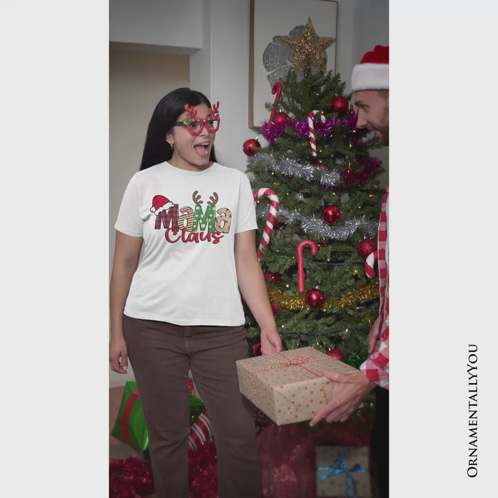 Mama Claus Retro Christmas T-Shirt, Matching Family Holiday Tee