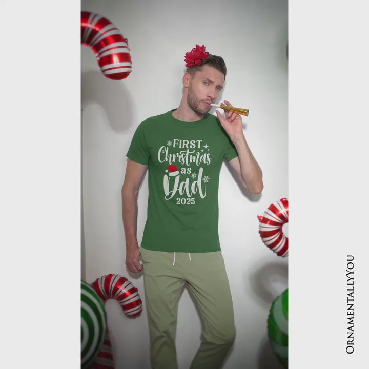 First Christmas as Dad 2025 Christmas T-Shirt, Matching Family Holiday Tee