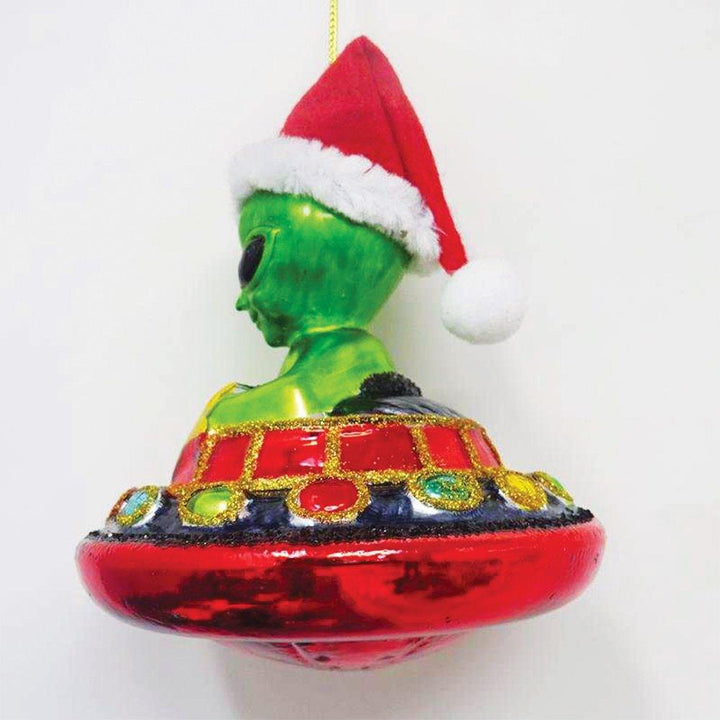 Alien and UFO Glass Christmas Ornament Ornament OrnamentallyYou