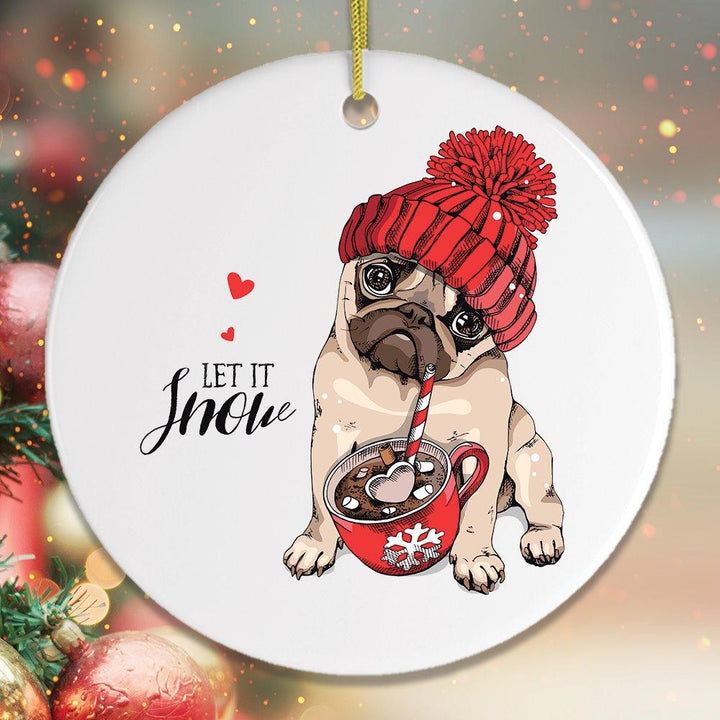 Cute Christmas Pug Ornament Ornament OrnamentallyYou Circle