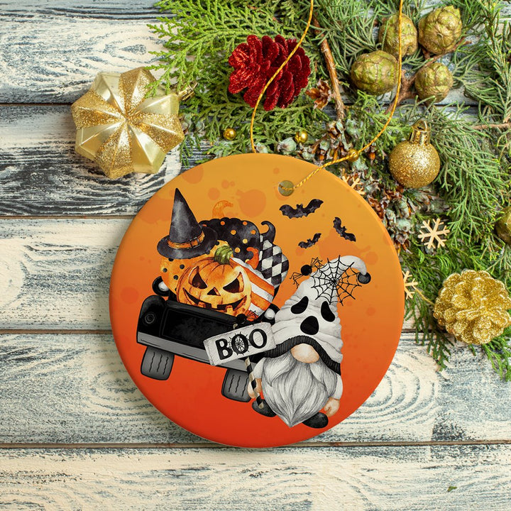 Boo! Halloween Ghost Gnome Ornament Ceramic Ornament OrnamentallyYou