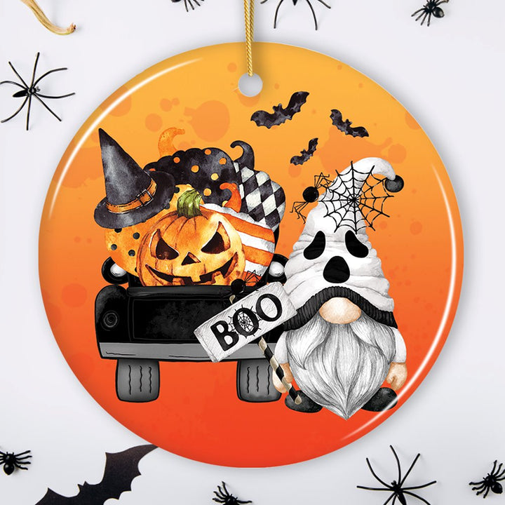 Boo! Halloween Ghost Gnome Ornament Ceramic Ornament OrnamentallyYou Circle
