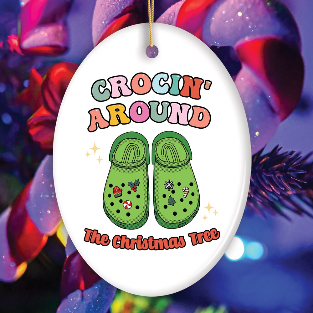 Crocin’ Around The Christmas Tree Joyfully Funny Christmas Ornament Ceramic Ornament OrnamentallyYou Oval 