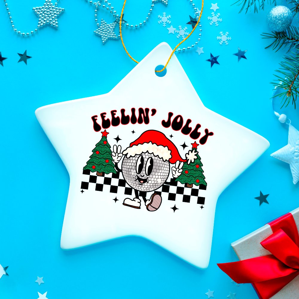Feelin Jolly Retro Disco Christmas Ornament Ceramic Ornament OrnamentallyYou
