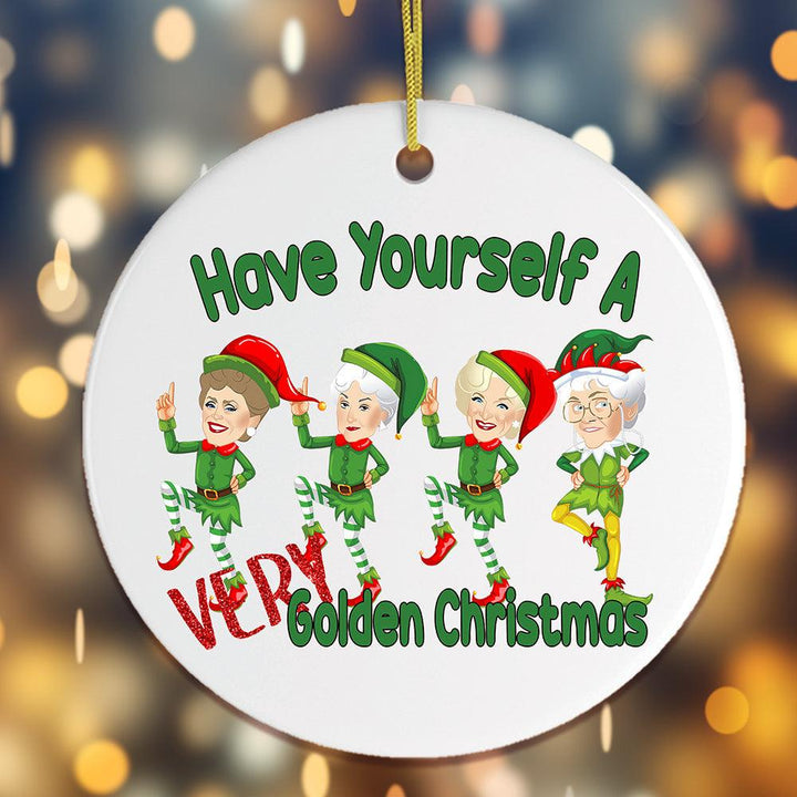 Have Yourself a Very Golden Christmas Ornament Ceramic Ornament OrnamentallyYou Circle