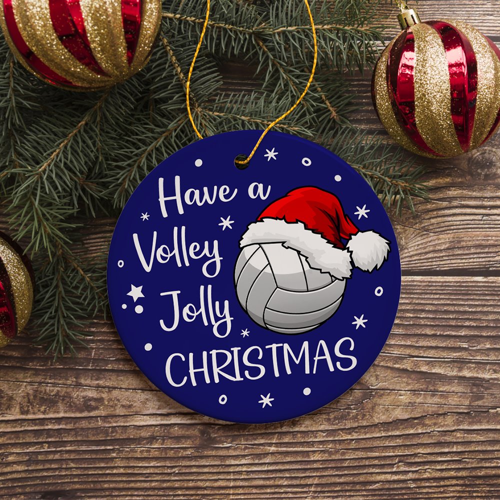 Have a Volley Jolly Christmas Volleyball Ornament Ceramic Ornament OrnamentallyYou 