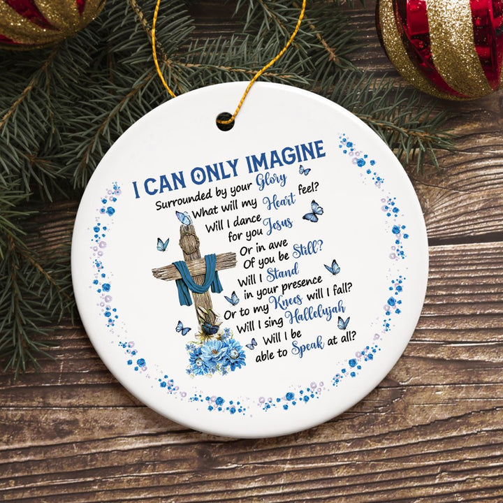 Inspirational Jesus Religious Quote and Cross Ornament Ceramic Ornament OrnamentallyYou