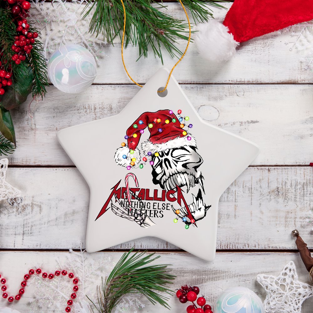 Nothing Else Matters Heavy Metal Christmas Ornament, Emo Rock Skull Ceramic Ornament OrnamentallyYou