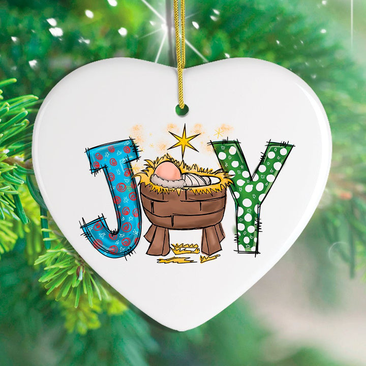 Joy Nativity Baby Jesus Ceramic Christmas Ornament Ceramic Ornament OrnamentallyYou Heart