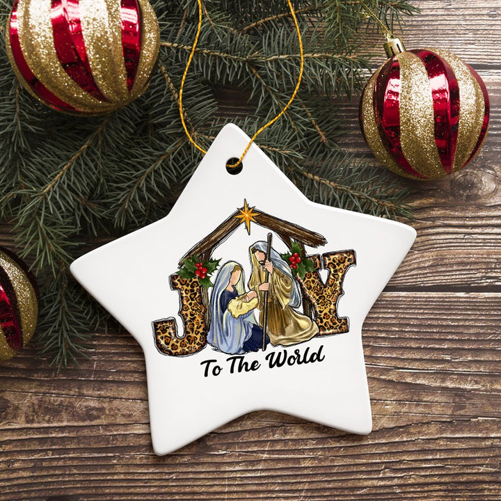 Joy to the World Religious Nativity Christmas Ornament, Birth of Jesus Holiday Decoration Ceramic Ornament OrnamentallyYou