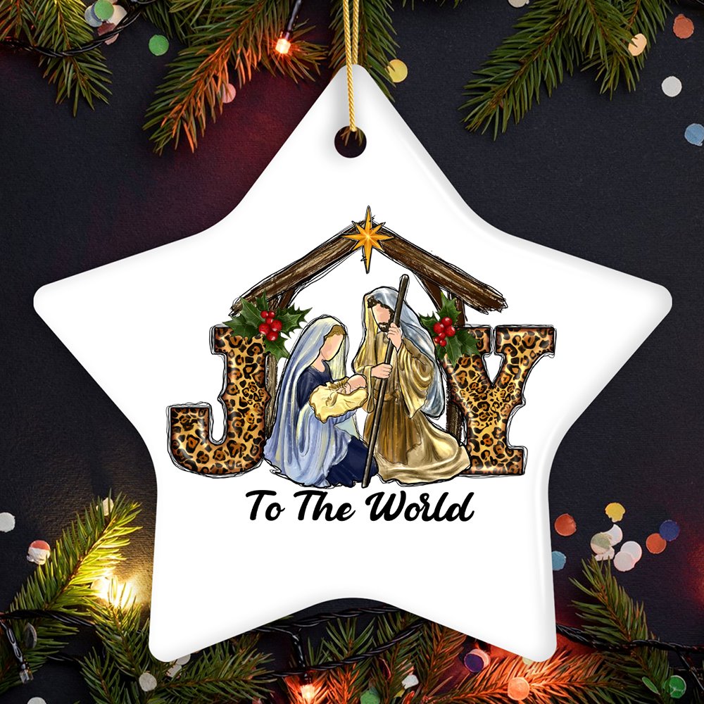 Joy to the World Religious Nativity Christmas Ornament, Birth of Jesus Holiday Decoration Ceramic Ornament OrnamentallyYou Star