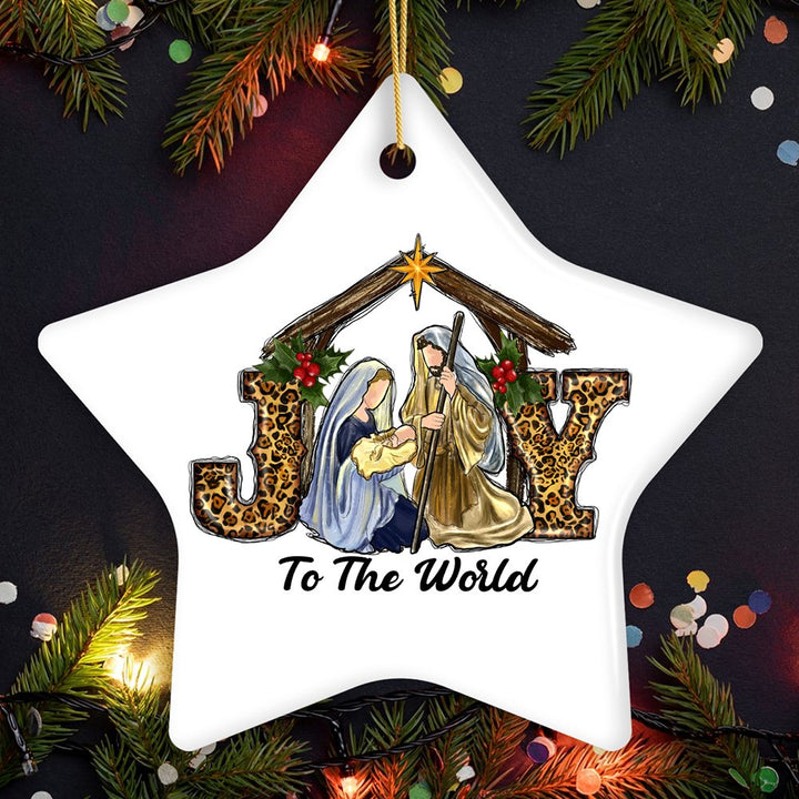 Joy to the World Religious Nativity Christmas Ornament, Birth of Jesus Holiday Decoration Ceramic Ornament OrnamentallyYou Star