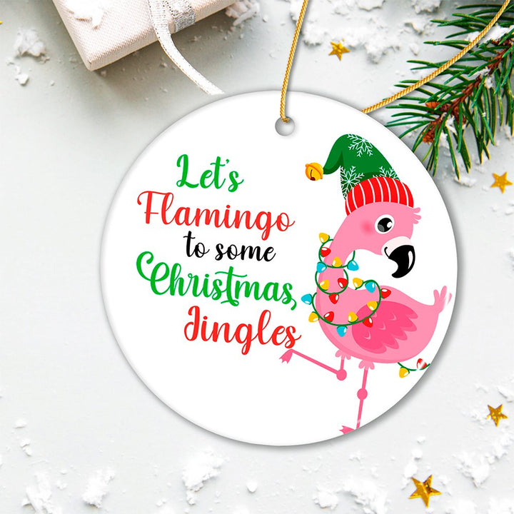 Let’s Flamingo to some Christmas Jingles Cute Bird Ornament Ceramic Ornament OrnamentallyYou