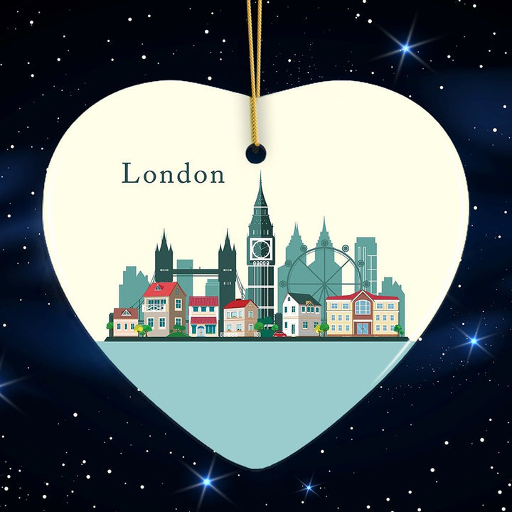 London Ornament, England Landmark Christmas Decoration Ceramic Ornament OrnamentallyYou Heart