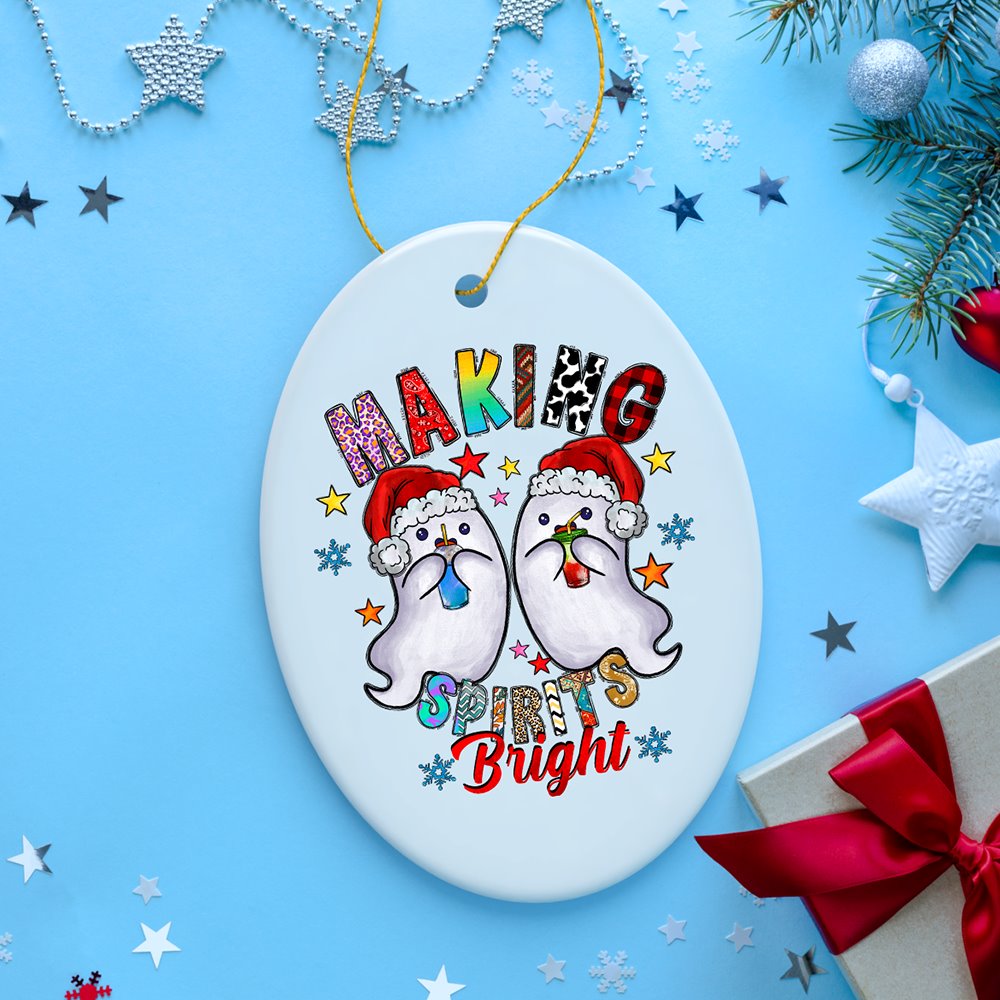 Making Spirits Bright Cute Ghost Duet Christmas Ornament, Ceramic Tree Decoration Ceramic Ornament OrnamentallyYou