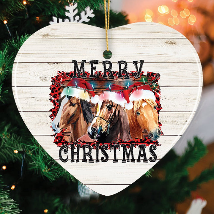 Merry Christmas Horse Stable Christmas Ornament Ceramic Ornament OrnamentallyYou Heart