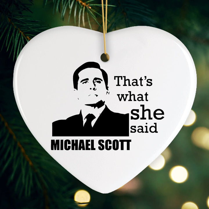 Michael Scott That's What She Said Ornament, The Office Themed Christmas Decoration Ceramic Ornament OrnamentallyYou Star
