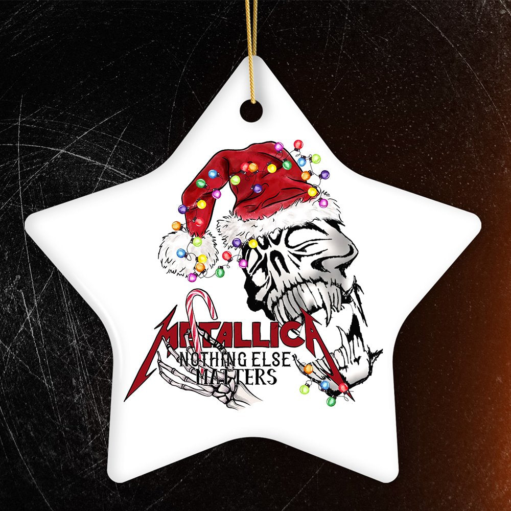 Nothing Else Matters Heavy Metal Christmas Ornament, Emo Rock Skull Ceramic Ornament OrnamentallyYou Star
