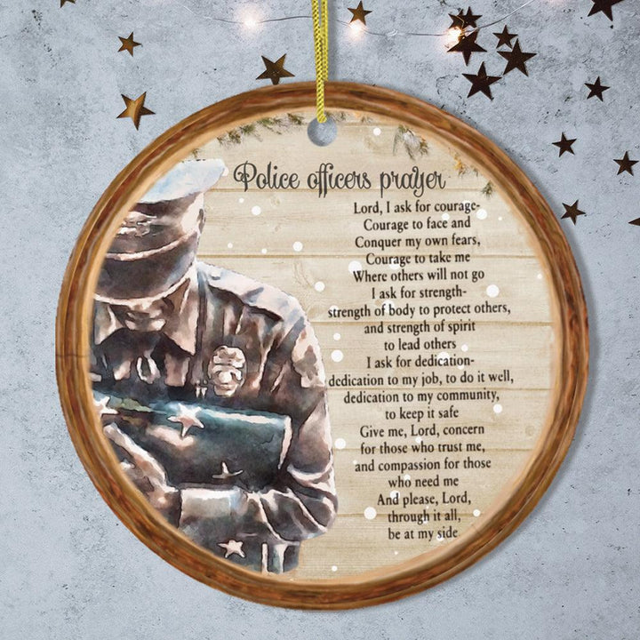 Police Officers Prayer Religious Law Enforcement Christmas Ornament Ceramic Ornament OrnamentallyYou Circle