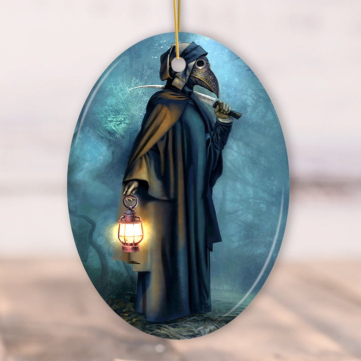 Plague Doctor Grim Reaper Ornament Ceramic Ornament OrnamentallyYou Oval