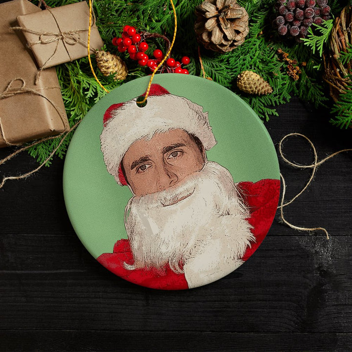 Santa Michael Scott Christmas Ornament, The Office Fan Gift Ceramic Ornament OrnamentallyYou