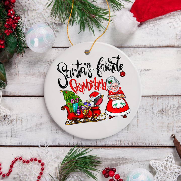 Santa’s Favorite Grandmama Christmas Ornament, Grandmother Gift Ceramic Ornament OrnamentallyYou
