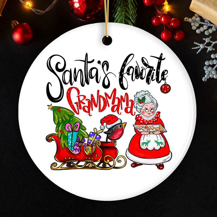 Santa’s Favorite Grandmama Christmas Ornament, Grandmother Gift Ceramic Ornament OrnamentallyYou Circle