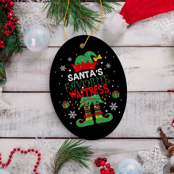 Santa's Favorite Waitress Christmas Ornament Ceramic Ornament OrnamentallyYou