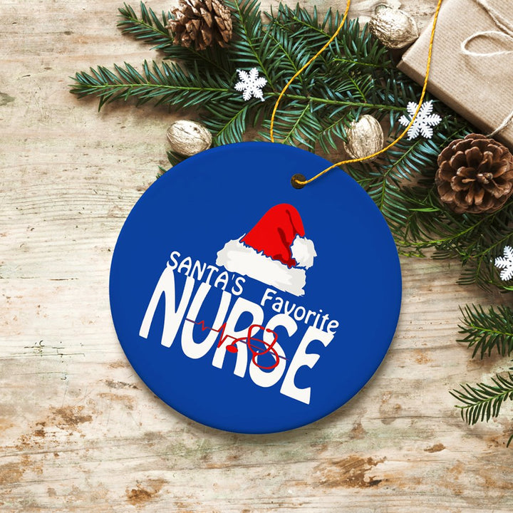 Santas Favorite Nurse Christmas Ornament Ceramic Ornament OrnamentallyYou