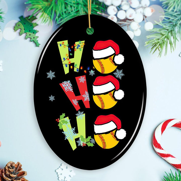 Softball Christmas Ornament Ceramic Ornament OrnamentallyYou Oval