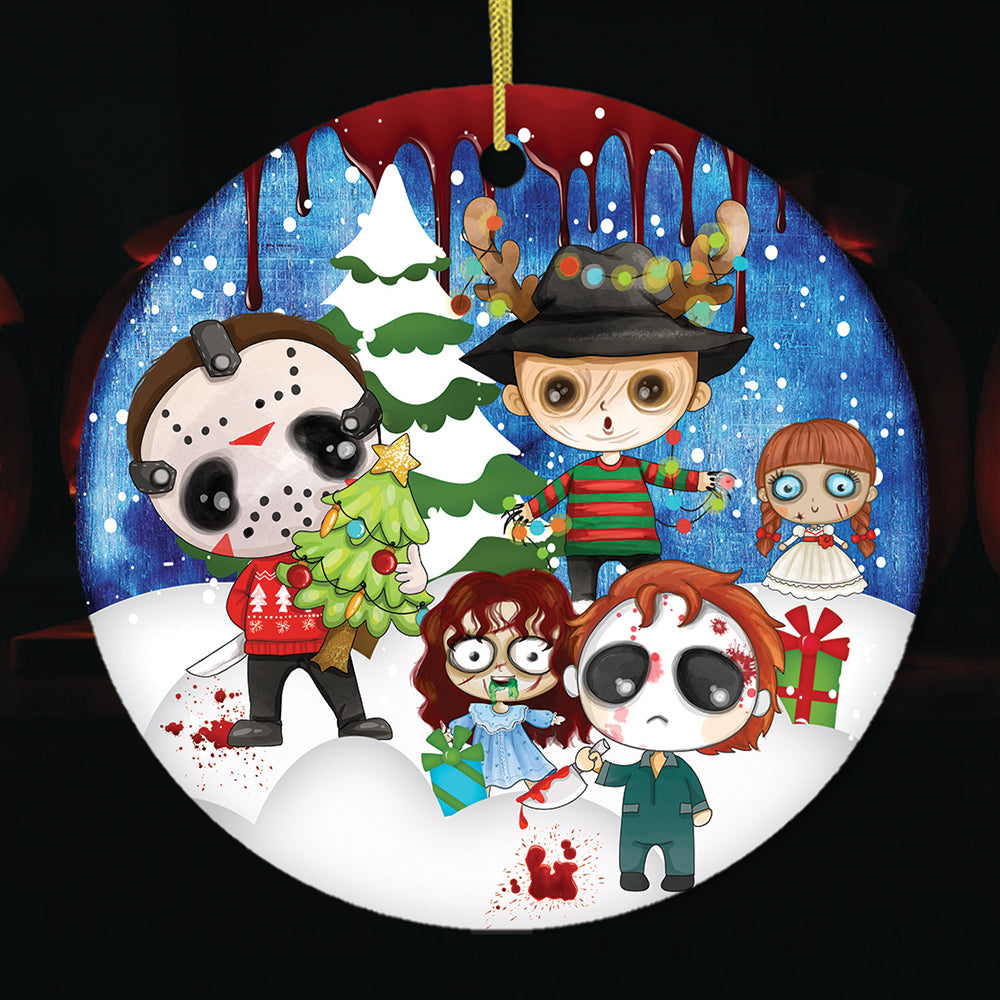 Spooky and Bloody Cute Halloween Christmas Ornament Ceramic Ornament OrnamentallyYou Circle