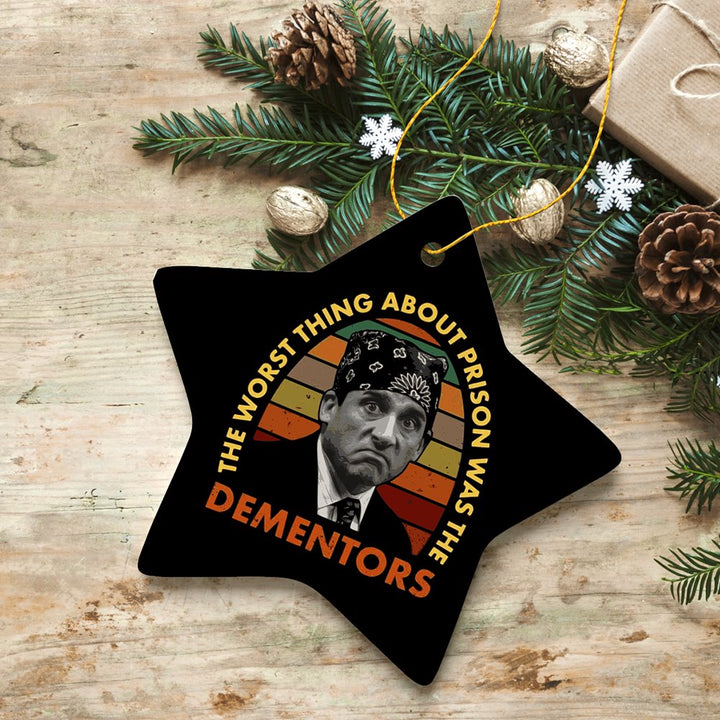 The Worst Thing About Prison Was Dementors Ornament, Prison Mike The Office Ceramic Ornament OrnamentallyYou