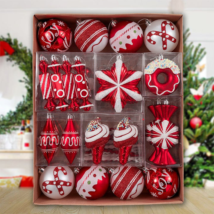 Sweets and Candy Theme Chrismtas Ornament Bundle, Assorted 60 Bauble off Candies, Ice Cream, Donut, and Glittery Round Balls Ornament Bundle Guangdong Eagle Gifts Co., Ltd.