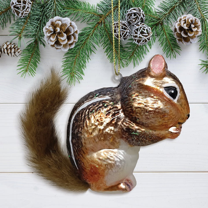 Chipmunk Glass Christmas Tree Ornament Glass Ornament OrnamentallyYou