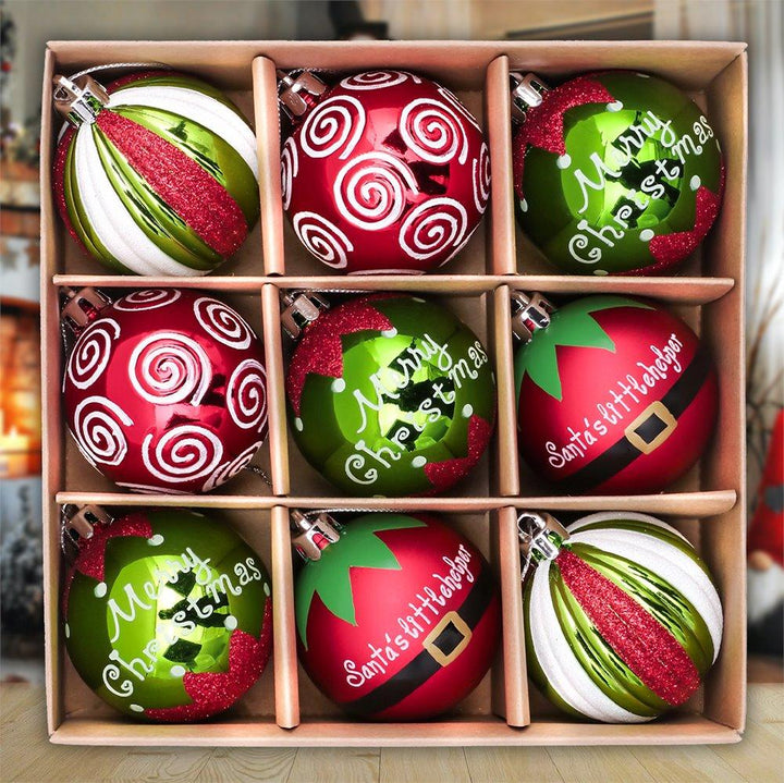 Elf Theme Christmas Ornament Set, 9 Baubles Green and Red Ornament Bundle Guangdong Eagle Gifts Co., Ltd.