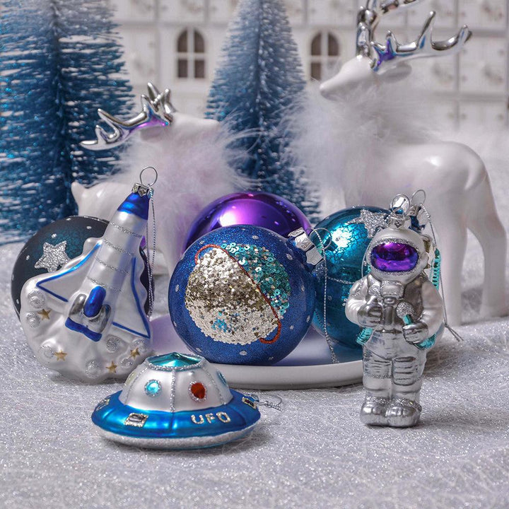 Galactic Space Theme Glass Ornament Bundle, Purple Star Pattern Baubles, Astronaut, Spaceship, and UFO Decorations Ornament Bundle Guangdong Eagle Gifts Co., Ltd.