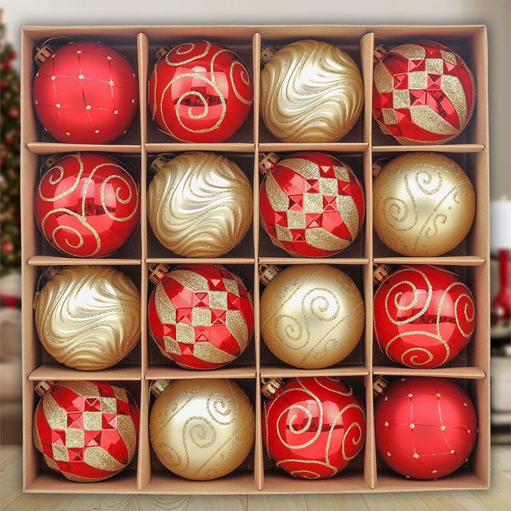 Glittery Red and Gold Christmas Ornament Bauble Set, Elegant 16 Piece Bundle Ornament Bundle Guangdong Eagle Gifts Co., Ltd.