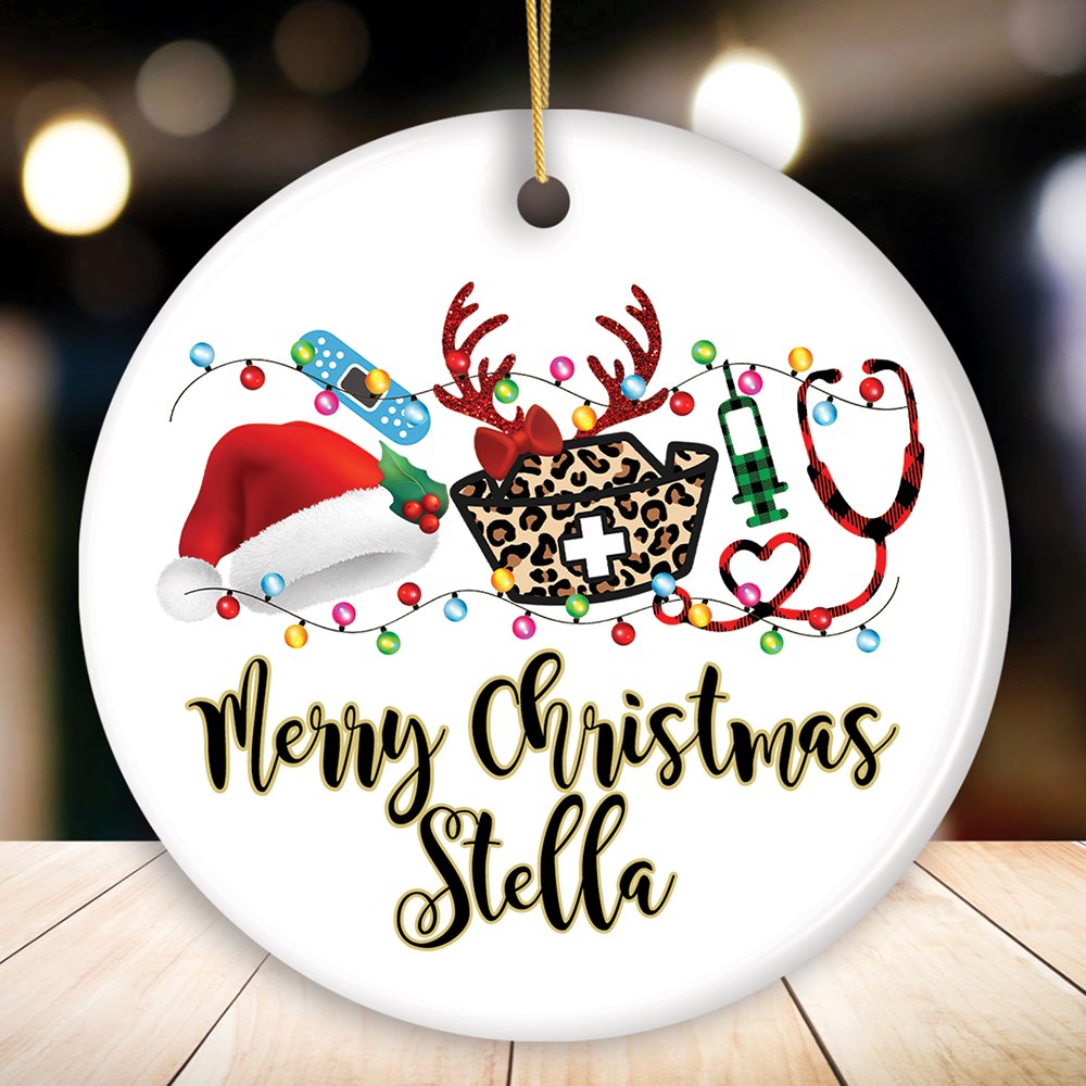 Personalized Plaid Nurse Christmas Ornament Ornamentally You