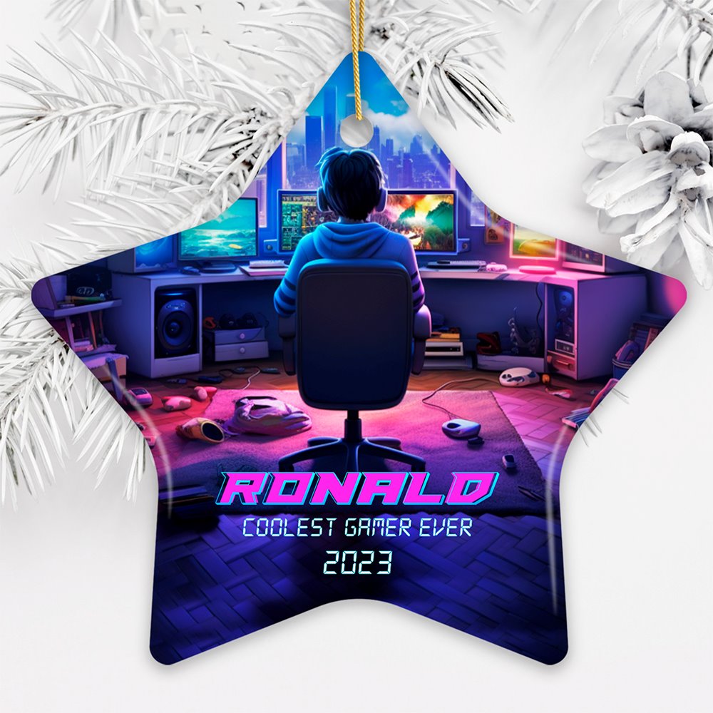 Personalized Video Gamer Christmas Tree Ornament | OrnamentallyYou