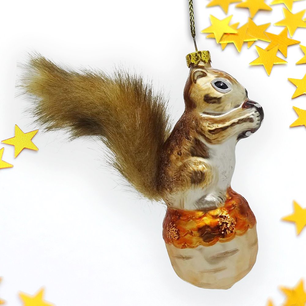 Squirrel and Nut Glass Christmas Ornament Glass Ornament OrnamentallyYou 